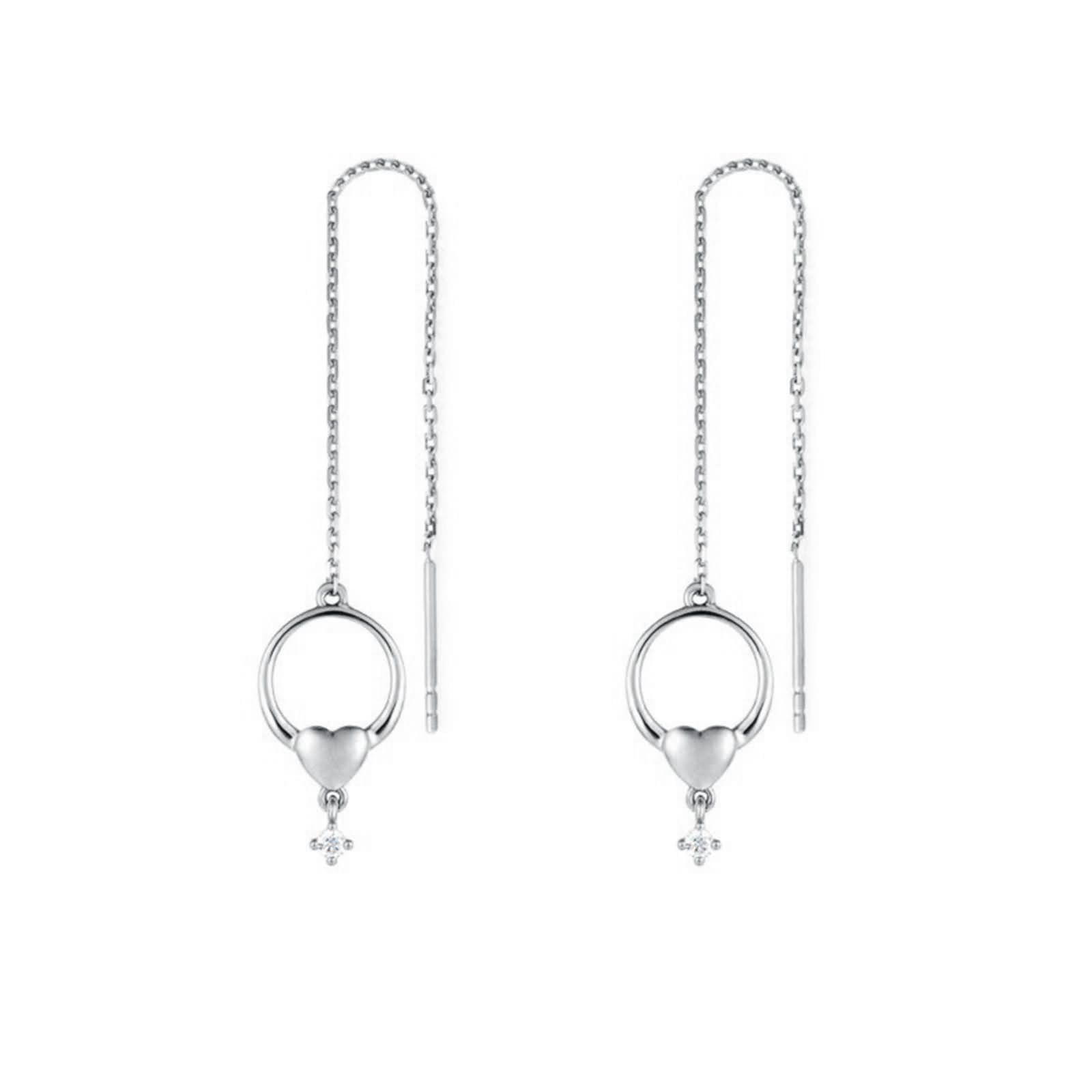 Gold Ohrringe 9K / 14K / 18 Karat Damen, Hohl Kreis und Herz mit Diamant/Moissanit, Frauen Ohrringe Stecker Gold
