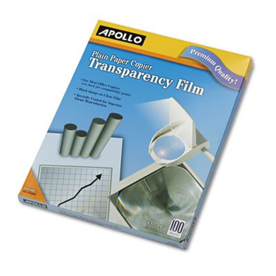 Apollo Products - Apollo - Laser Copier Transparency Film, Letter, Clear, 100/Box - Sold As 1 Box - Create crisp charts, graphs and spreadsheets. - Produce vibrant colors. materials. - Reliable feeding and superior image adhesion. -