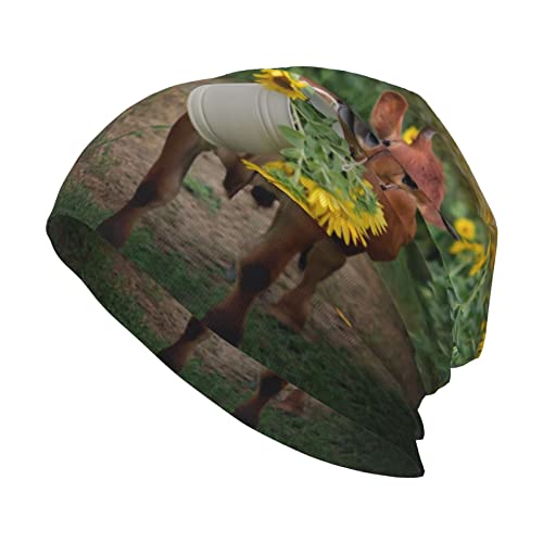 Yellow Roses Gorro unisex adulto gorro de punto suave, cálido y duradero para clima frío, vaca de girasoles, talla única, Vaca de girasoles, Talla única