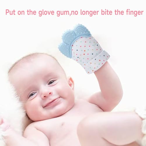2 Pack Baby Mittens Teething Relief, Baby Teething Toys 3-6 Months, Soothing Infant Mitten Pain Relief, Prevent Scratches Glove, Safe Silicone Baby Teether Toys for 0-12 Months Blue Pink - Image 5