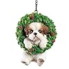 Collections etc hand painted pet in wreath hanging christmas tree ornament  urban country home decor