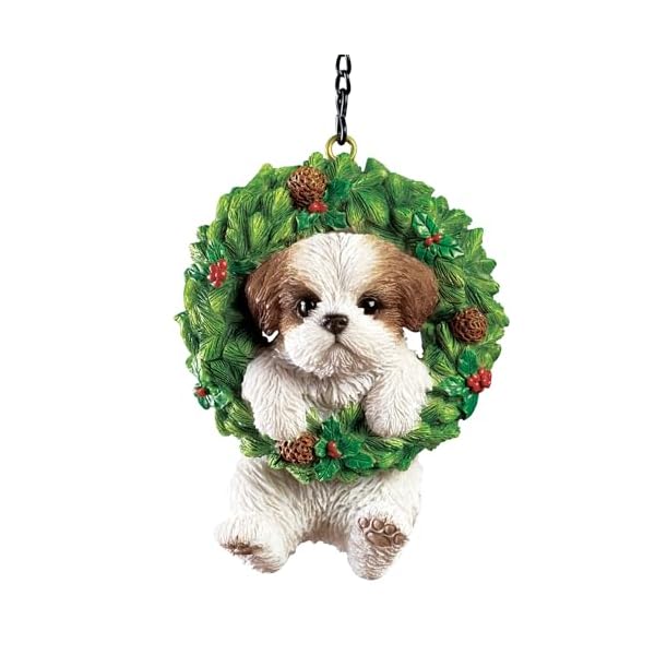 Collections etc hand painted pet in wreath hanging christmas tree ornament  urban country home decor