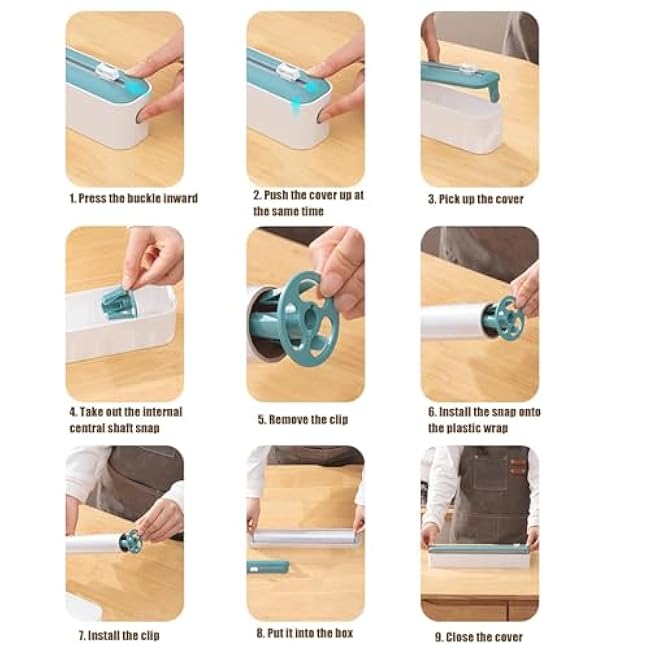 Cling Wrap Dispenser with Cutter,Refillable Aluminum Foil Dispenser - Manual Quick Cut Kitchen Dispense Box for Cling Wrap Aluminum Foil Wax Paper