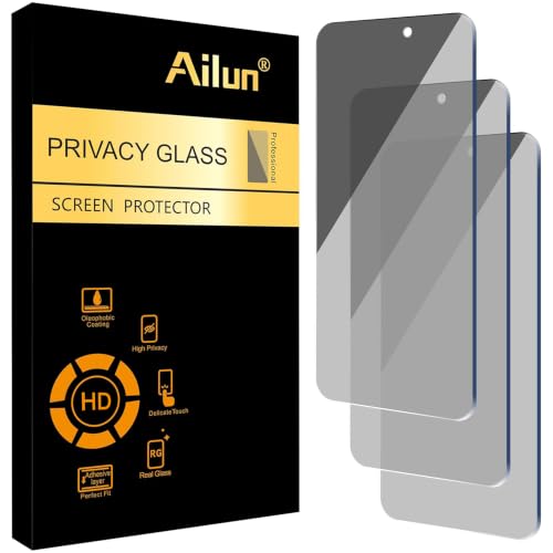Ailun Privacy Screen Protector for iPhone 16 Plus/ 15 Plus/ 15 Pro Max 6.7 Inch 3 Pack Tempered Glass Anti Spy Private