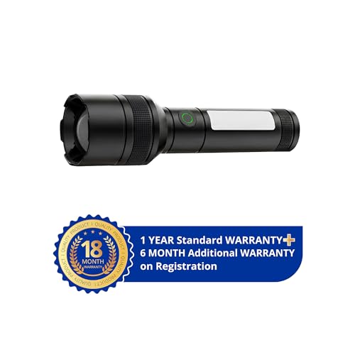 Image of IBELL LUMINEX 800 Rechargeable Torch Light High Power, 6 Light Modes, Telescopic Zoom, Type C Charging, LED Flashlight, Super Bright & Long Distance Range, for Home, Outdoor & Emergency Use (Black)