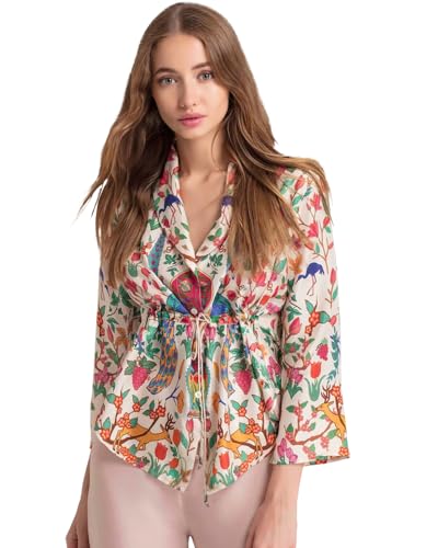 Image of EYEBOGLER Womens Floral Print Long Sleeves Trendy Modern Fit Fashion Top