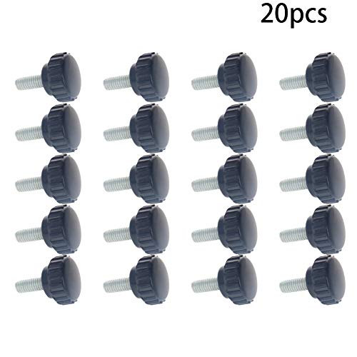 Image of Othmro M6x20mm Male Thread Thumb Screw Knobs 20pcs, Length 15mm Threaded Knurled Clamping Grip Thumb Screw on Type Round Head Clamping Thread Knobs Black