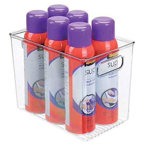 mDesign Organizer per camera – Porta oggetti in plastica ideale per armadi e cassetti – Contenitore con maniglie per buste, penne e altri articoli di cancelleria – trasparente - Image 5