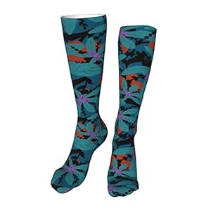 Blauwe Bloemen Heren Kniekousen voor Vrouwen, Boho Over De Kalf Sokken voor Mannen, Dikke Warme Lange Buis Sokken Bulk Casual Mid Calf Sokken (04), 04, one size