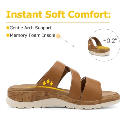 Image of UBFEN Womens Slides Sandals Comfortable Low Wedge Arch Support for Walking