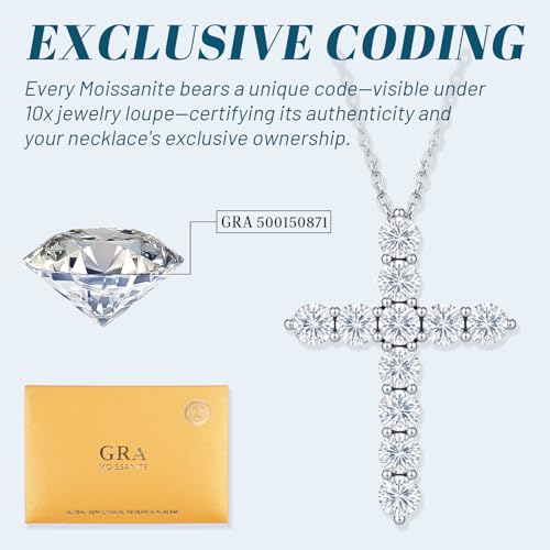 Moissanite Necklace for Women, Lab Grown Diamond Necklace, GRA Certified Moissanite Cross Pendant, 16"+2" Adjustable S925 Sterling Silver Chain, Gift for Her Christmas Birthday3