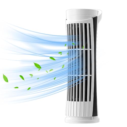 Kuxiptin Ventilador de Torre Silencioso de 2 Velocidades, Enfriador de Aire Refrigerado con Asa de Doble Propósito y Tecnología Ajustable, Blanc-o, 26x7.5 cm (10.24x2.95 pulgadas)