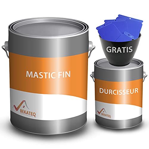 BEKATEQ Mastic fin BK-110EP 2K Résine époxy 6 kg Mastic pour plancher, voiture, bateau I Remplir fissures et trous I Durcissement rapide, Résistant à l'eau, Extensible à 0 I Kit de réparation inclus Cover