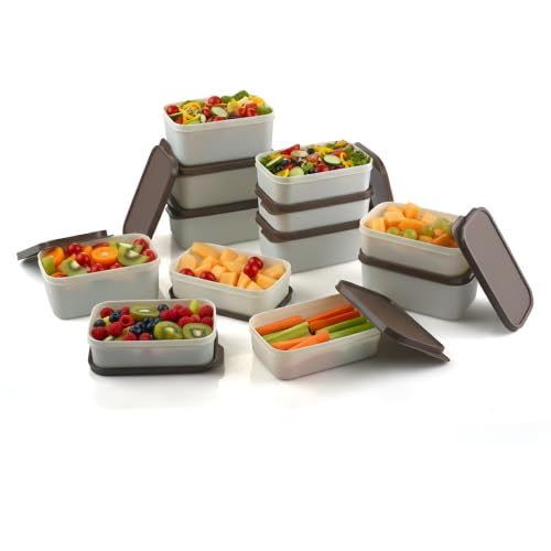 Image of Plastic Storage Food Containers with Lid Set of 12(6x350ml & 6x250ml)Ivory Chocolate,BPA Free Food Grade Plastic Container,Microwave & Dishwasher Safe,Airtight Leak Proof,Lunch box for office
