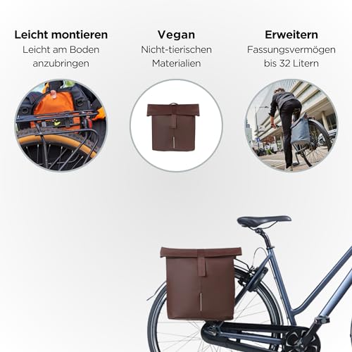 Sacoche double vélo Basil City MIK 28-32L marron imperméable - 2