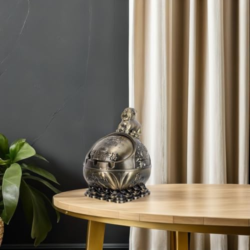 Cendrier avec couvercle design vintage pour terrasse et bureau