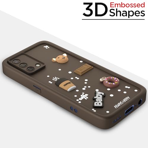 Image of Pikkme Back Cover for Oppo A74 5G | Cute Fun Cartoon 3D Bear Silicone Full Body Protection Bumper Case (Brown)