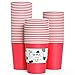 Produktbild YANGTE 60 Stück Rot Einweg Pappbecher, 250 ml Weißer Partybecher Biologisch Abbaubar Trinkbecher für Hochzeit, Kinder DIY, Partybedarf, Kaffee, Tee, Heißen und Kalten Getränken