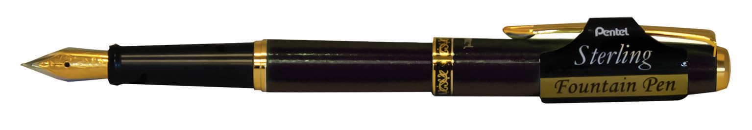 PentelSterling Fountain Pen Obisidian Barrel Black Ink
