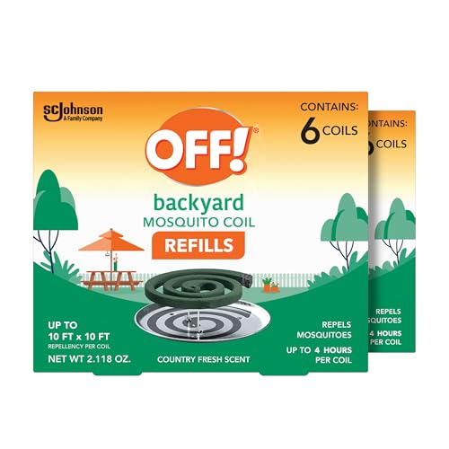 OFF! Backyard Mosquito Coil Refills Repels Mosquitoes for Patio and Deck Outdoor Use Up to 4 Hours per Coil 6 Count (Pack of 2)