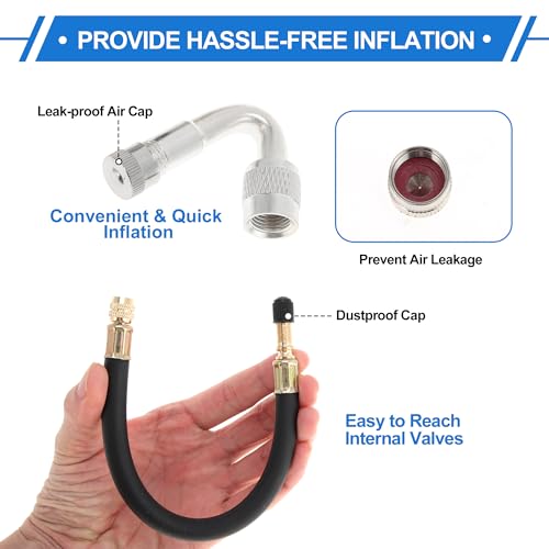 Image of Motoforti 1set 45 Degree Copper Tire Valve Extension with Durable Plastic 250mm Tyre Valve Inflation Adapter for Car Motorcycle RV Truck Bike