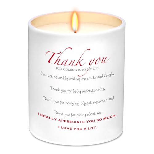 FAMGift Thank You Gift - 10oz Natural Soy Wax Vanilla Jar Candle - Thanksgiving Gifts for Mom/Dad, Gifts for Wife/Husband, Birthday Gifts for Mom