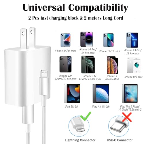 undefined iPhone Charger Fast Charging,iPhone Fast Charger 2Pack Type C Fast Charger Block Plug Adapter 6FT USB-C to Lightning Cable Cord for iPhone 14/13/13 Pro/12 Pro/12 Pro Max/11/Xs Max/XR/X/SE,iPad,AirPods の商品画像 2