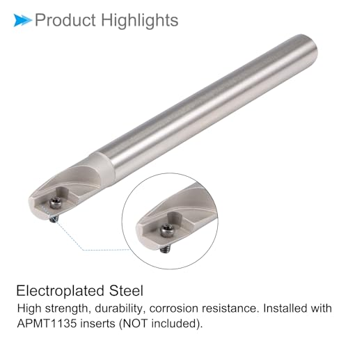 Image of Indexable End Mill, 1 Flute 0.4 inch Cutting Diameter, 90 Degree BAP300R R0.8 for APMT1135 Carbide Insert - (Applications: for Steel Milling)