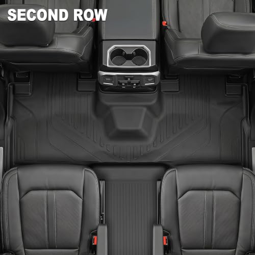 Image of KARPAL Floor Mats for 7 Seats 2018-2024 Ford Expedition Standard (Not for Max Model), Custom Fit TPE All Weather Ford Expedition Accessories 1st& 2nd& 3rd& Cargo Liner Backrest Mat Full Set