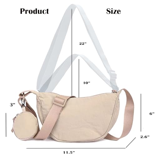 Image of Nylon Crescent Crossbody Bag for Women Purses Trendy Men,Small Travel Sling Bag Hobo
