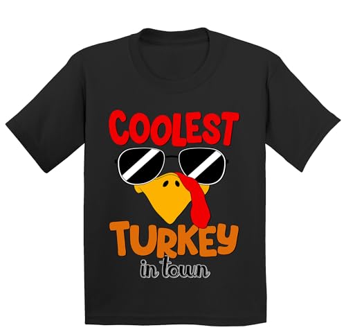 Coolest Turkey in Town Thanksgiving Shirts for Kids Funny Cool Sunglasses Youth Tshirt