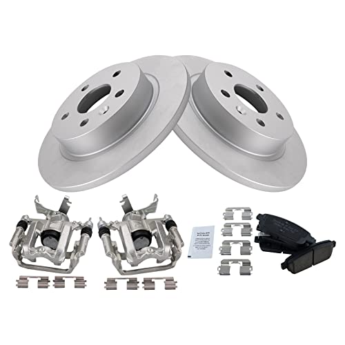 Image of TRQ Rear Brake Pad and Rotor Set Ceramic Solid Rotors Calipers | For 2013-2017 Buick Encore 2013-2016 Chevrolet Sonic 2015-2017 Trax