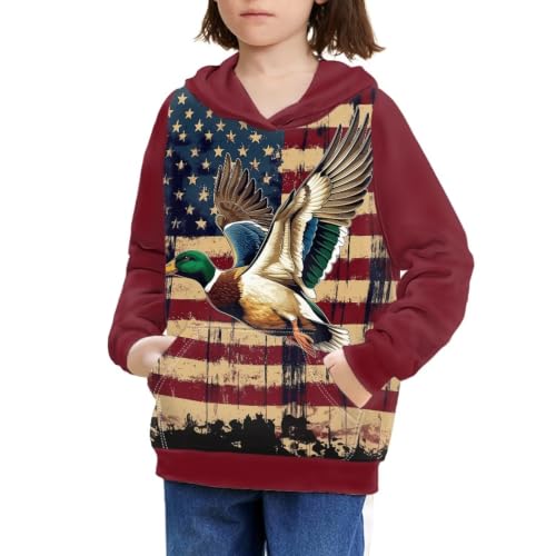 Image of WELLFLYHOM Boys Hooded Sweatshirts Hoodie Pullover Cool Graphic Crewneck Blouses Size 6-16
