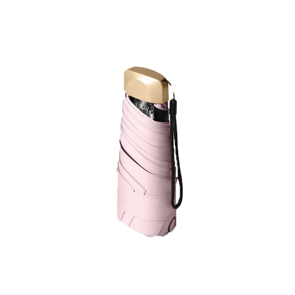 Parapluie Pliant Anti-UV ISpchen - Double Usage Soleil/pluie, Plié 19cm, Couleur Rose