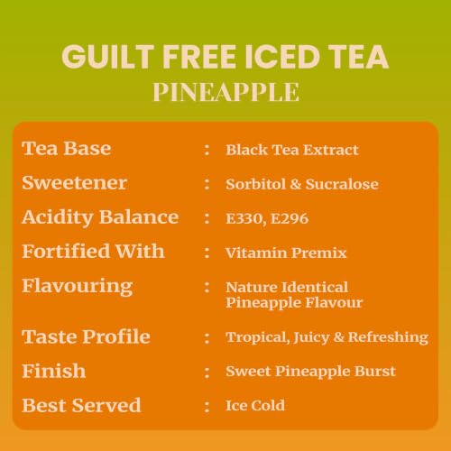Image of Impulse Coffees Guilt Free Iced Tea Powder - Pineapple | Zero Refined Sugar | Low Calorie | Vitamin C & B-Complex | 20g X 40 Sachets | 800g
