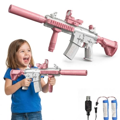 Image of VikriDA Electric M416 Water Gun with Free Extra Rechargeable Battery Long Range Powerful Water Blaster for Kids & Adults Ideal Summer Toy for Pool Parties, Beach Play & Outdoor Water Battles - Pink