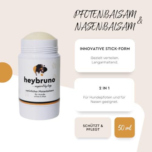 heybruno Pfotenbalsam Hund | Natürliche Pflege als Stick mit Kokosöl | Schutz im Winter & Sommer auch für Welpen