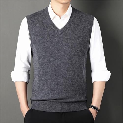 Men's Wool Pullover Vest Knitted V-Neck Sleeveless Casual Business Solid Color Outwear Tops2