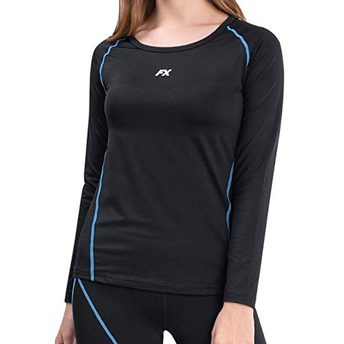 FITEXTREME Womens MAXHEAT Fleece Long Johns Thermal Underwear Top Black L