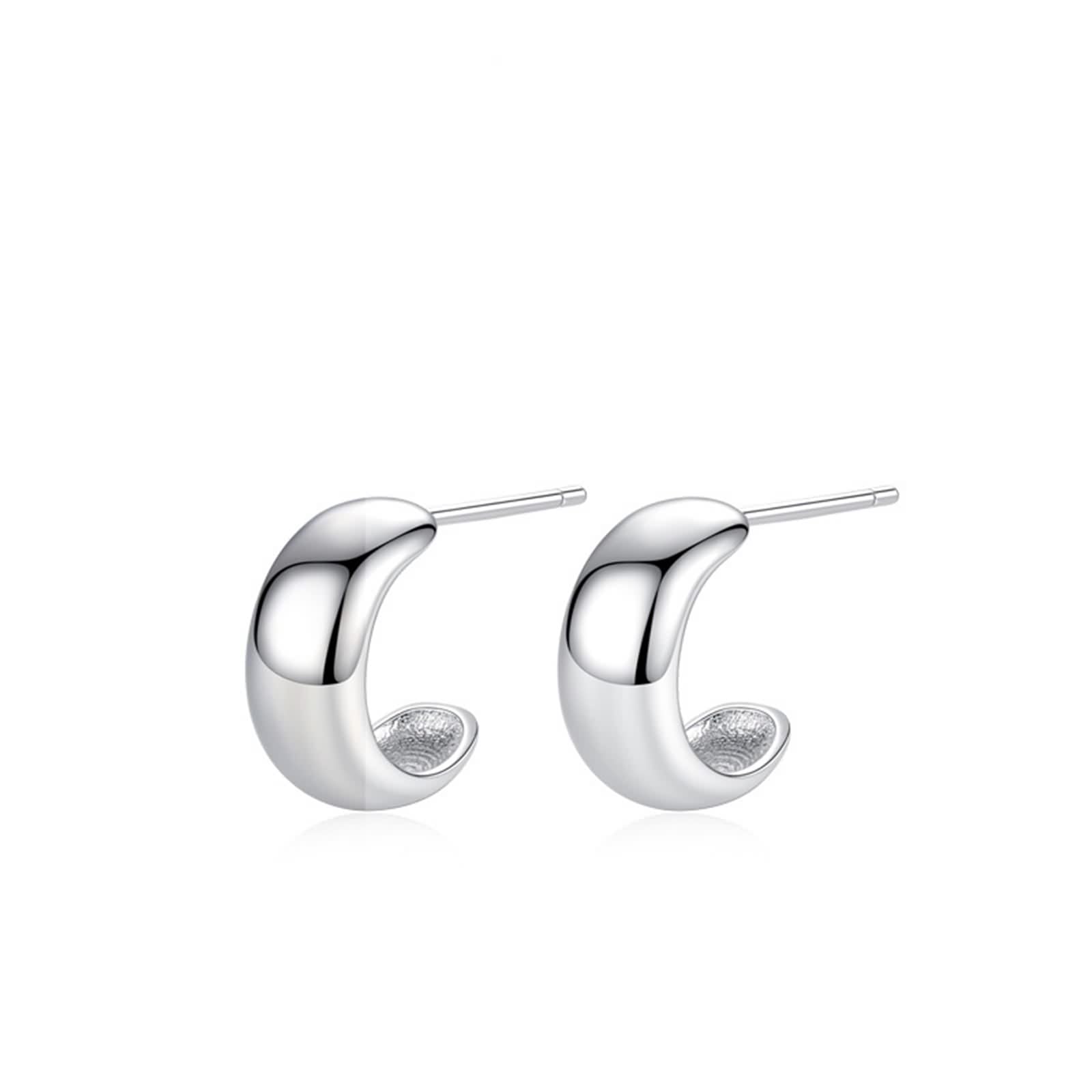 Argent 925 boucles d'oreilles clou à la finition polie miroir