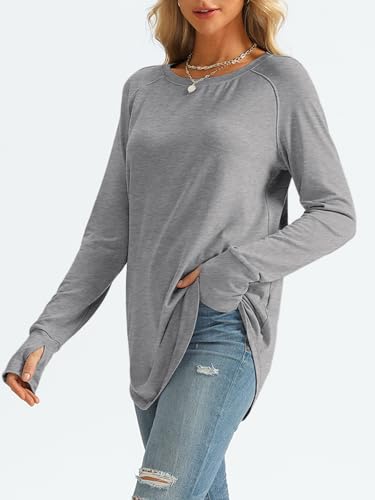 Image of AUTOMET Womens Long Sleeve Tunic Tops Crew Neck Casual Loose Fit Shirts