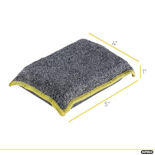Image of Superio 36-Pack Miracle Microfiber Scrubbing Sponge, Extra Scrubbing Power Kitchen Sponge, Sink, Pot, Pan and Dish Washing, Super Absorbent and Rapid Drying, Multi-Grey