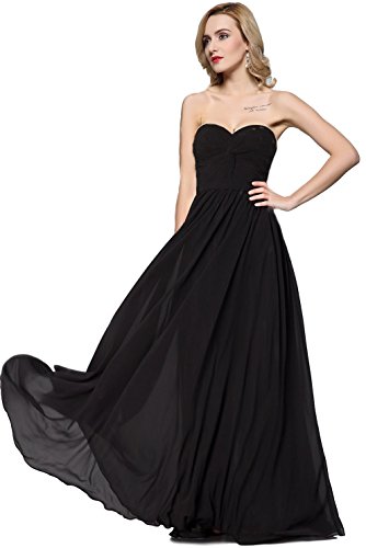 Meier Women's Strapless Sweetheart Pleated Evening Prom Dress (12, Black)