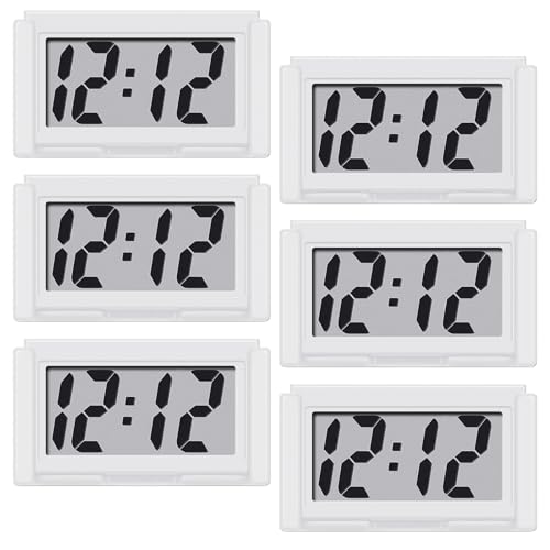 Car Dashboard Digital Clock - with Jumbo LCD Time & Day Display - Mini Automotive Stick On Watch for Car Truck Dashboard & Air Vent (White-6)