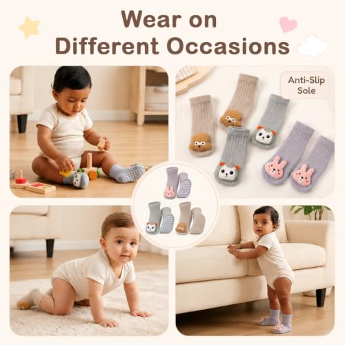 Image of SNOWIE SOFT 3 Pairs Baby Girls Stocking Polyester Cotton Mesh Stocking Knee High Breathable Summer Stockings Cartoon Baby Stockings Gift for Baby Girls 0-3 Years Old