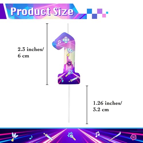 Image of Purple Number 1 Birthday Candles, Cartoon Themed Cake Toppers for Boys Girls Cake Decorations, Birthday Decorations Party Supplies, Number Candles for Party Decor