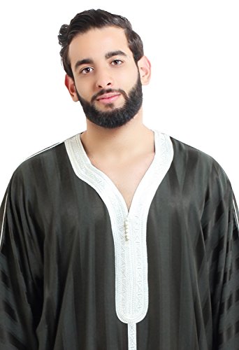 Moroccan Men Dress Caftan Handmade with Embroidery Tread Long Sleeve Black4