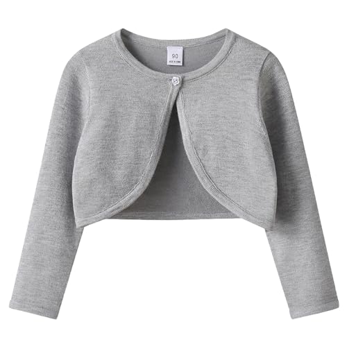 Girls Knitted Cardigan 100% Cotton Bolero Shrug Kids Long Sleeve Solid Colour Dress Cover Up