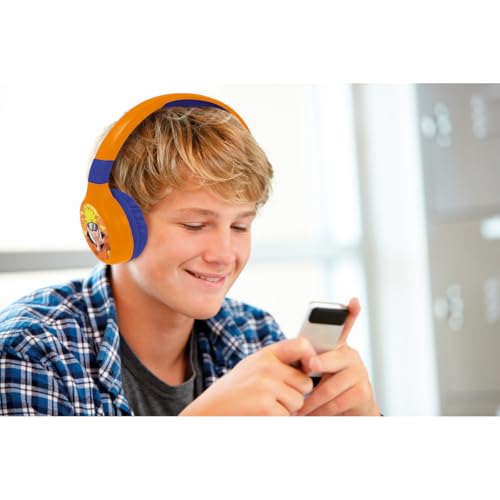 Image of LEXiBOOK, Naruto Bluetooth Headphones, HPBT010NA | 2-in-1 Bluetooth & Wired, Microphone, Rechargeable battery, Orange /Blue