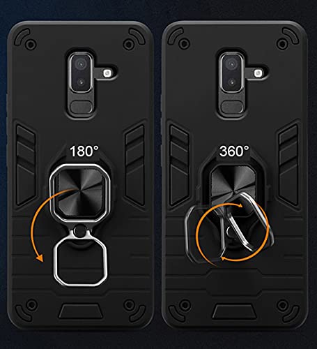 Image of Pikkme D5 Tough Armor Bumper Back Cover Case for Samsung Galaxy J8,Samsung Galaxy A6 Plus |Ring Holder & Kickstand in-Built (Black)
